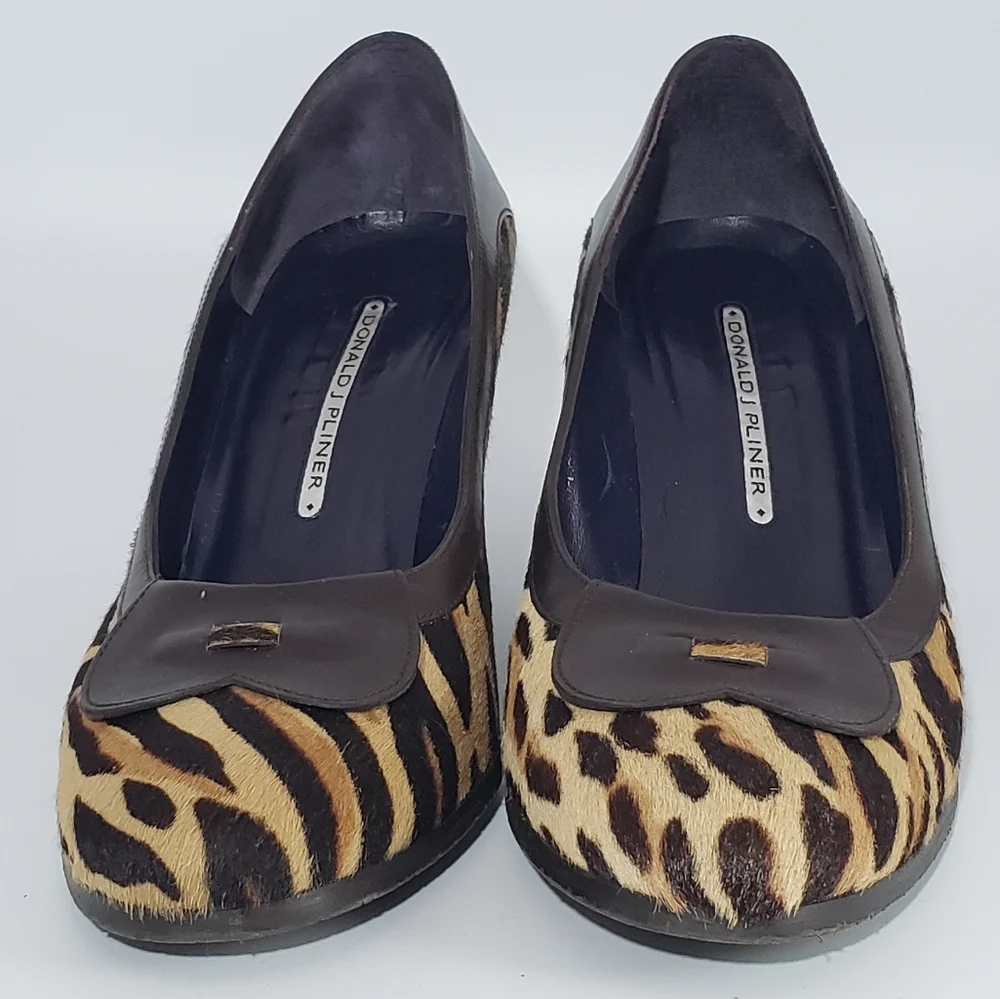 Donald J Pliner Animal Print Leather Wedge Heels